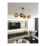 Avizade Milora 4'Lü Glop Bal Rengi Cam Detaylı Modern Lüks Avize