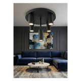 avizade MİREN 5'li Siyah Modern Sabit Başlıklı Spot Avize LED GU10 Duy Uyumlu Tavan Avizesi Tavan Aydınlatma Salon Mutfak Avizesi