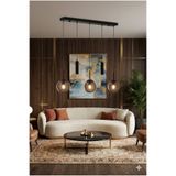 avizade NARA Siyah Metal 5'li Modern Sıralı Sarkıt Avize 3 Bal Cam 2 Silindir Spot LED GU10 & E27 Duy Uyumlu Sarkıt Boyu Ayarlanabilir Tavan Aydınlatma Yemek Masası Mutfak Adası Salon Oturma Odası Avizesi