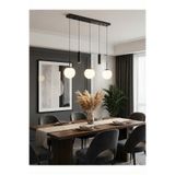 avizade NARA Siyah Metal 5'li Modern Sıralı Sarkıt Avize 3 Beyaz Cam 2 Silindir Spot LED GU10 & E27 Duy Uyumlu Sarkıt Boyu Ayarlanabilir Tavan Aydınlatma Yemek Masası Mutfak Adası Salon Oturma Odası Avizesi