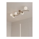 avizade Noria Eskitme Metal Gövdeli 5’li Beyaz Cam Küre Avize | Modern Kavisli Tavan Aydınlatma Avize Modeli Metalikkasa beyazcam 5li 30 x 60