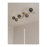 Avizade Noria Modern Eskitme Metal Gövdeli 5’Li Füme Cam Küre Avize | Tavan Aydınlatma Avize Modeli