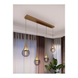 avizade OPYA 4'lü Sıralı Sarkıt Avize – Eskitme Metal Gövde, Füme Cam Küre | Yemek Masası Avizesi, Modern Salon ve Mutfak Avizesi, Dekoratif Tavan Aydınlatma, E27 Duy Uyumlu