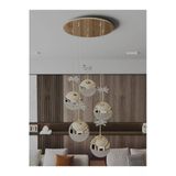 Avizade Solis Enerji Tasarruflu-Yaprak Desenli-Modern Ve Lüks Gold- 3 Işıklı-5Li Tepsi Led Avize