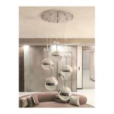 Avizade Solis Enerji Tasarruflu-Yaprak Desenli-Modern Ve Lüks Krom- 3 Işıklı-5Li Tepsi Led Avize