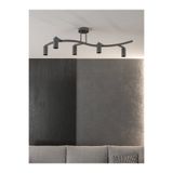 avizade SOLVIA 5'li Siyah Metal Vintage Endüstriyel Modern Kavisli Silindir Sabit Başlıklı Spot Avize LED GU10 Duy Uyumlu Dekoratif Tavan Aydınlatma Salon Oturma Odası Mutfak Antre Koridor Avizesi