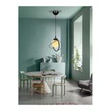 Avizade Tekli Siyah Beyaz Camlı Avize-Modern-Endüstriyel-Sarkıt Avize-Salon-Mutfak-Çocuk Odası-Oturma Odası