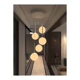 avizade VEGA 5'li Beyaz Metal Beyaz Cam Küre Sarkıt Avize – Modern Dekoratif Salon Avizesi, Antre Koridor Hol Aydınlatması, Tavan Avizesi, E27 Duy Uyumlu