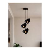 avizade VELARİS Siyah Metal 3'lü Sarkıt Avize – Minimalist Modern Salon Aydınlatması - Yaprak Tasarımlı Modern Salon ve Mutfak Aydınlatması