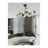 avizade VELLA 6'lı Modern Avize – Siyah Metal Gövde, Füme Cam Küre, Salon | Oturma Odası, Yemek Masası ve Mutfak Tavan Aydınlatma Avizesi, E27 Duy Uyumlu