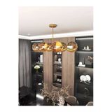 Avizade Vella 6'Lü Glop Bal Rengi Cam Detaylı Modern Lüks Avize