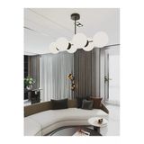Avizade Vella 6'Lü Glop Beyaz Cam Detaylı Modern Lüks Avize