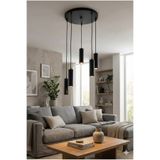 avizade ZENYA 5'li Siyah Metal Modern Spot Sarkıt Avize LED GU10 Duy Uyumlu Silindir Tavan Lambası Salon Mutfak Avizesi Dekoratif Aydınlatma