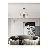 Avizade Zyra Eskitme Metal 4'Lü Beyaz Cam Küre Kıvrık Model Avize - Salon Ve Oturma Odası Aydınlatması