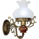 Avize Çarşısı Aladdin Eskitme Ahşap-Metal Gövde, Beyaz Camlı, Duvar Aplik BS.2009-62-09 B - 1