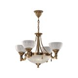 Avize çarşısı Armoni 4 kollu Cam Başlıklı, Eskitme Antik Renk Metal Gövde, Sarkıt Avize BS.3040-52-04B