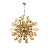 Avize Çarşısı Kirpi 42 Kollu Bal Rengi Ampül Camlı Gold Sarkıt Avize, BS.7434-58-42
