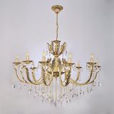 Avize Çarşısı Merit 12 Kollu Yapraklı Kristal Taşlı Gold Avize BS.0152-78-12 - Altın