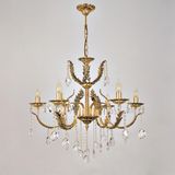 Avize Çarşısı Merit 6 Kollu Yapraklı Kristal Taşlı Gold Avize BS.0152-78-06