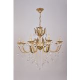 Avize Çarşısı Merit 8 Kollu Yapraklı Kristal Taşlı Gold Avize BS.0152-78-08