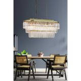 Avize Moda Linsa Kristal Cam Taşlı 70x30 cm Eskitme Renk 6'lı Yemek Masası Üstü Lüks Avize