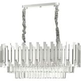 Avize Moda Sima Kristal Cam Taşlı Lüks 75x30 cm Gümüş Yaldız 6'lı Yemek Masası Üstü Avize
