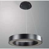 AVİZE Modern Siyah LED Sarkıt Avize – Yuvarlak Halka Tasarımlı Dekoratif Tavan Lambası 40çap - Gri - Antrasit