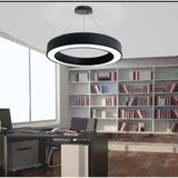 AVİZE Modern Siyah LED Sarkıt Avize – Yuvarlak Halka Tasarımlı Dekoratif Tavan Lambası 40çap - Siyah