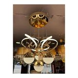 Avize Pazarı Hemera Modern Kumandalı Led Sarkıt Avize 3 Renk 4 Bölmeli Gold Kaplamalı Toplu Kelebek Taşlı