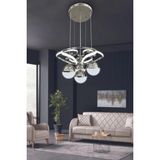 Avize Pazarı Hemera Modern Kumandalı LED Sarkıt Avize 3 Renk 4 Bölmeli Krom Kaplamalı Toplu Kelebek Taşlı - Çok Renkli
