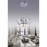 Avize Pazarı Heracles 3 Renk Gümüş (Sarı Beyaz Ve Gün Işığı) Luxury Led Kristal Taşlı Avize