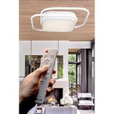 Avize Pazarı İkili Kare Led Plafonyer Avize Üç Renkli Beyaz Renkli Kumandalı