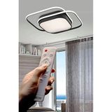 Avize Pazarı İkili Kare Led Plafonyer Avize Üç Renkli Siyah Renkli Kumandalı