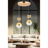Avize Pazarı Kelebek 2'li Gold Sarkıt Ledli 3 Renk Kademeli Kristal Taşlı LED Avize - Çok Renkli