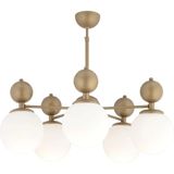 Avize Pazarı Kuvars 5'li Modern Eskitme Beyaz Camlı Avize - Çok Renkli