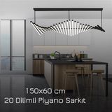 Avize Pazarı Lüks Modern Ledli Piyano Avize Beyaz Mutfak Üzeri Aydınlatma Yemek Masası Avize - Siyah - Beyaz