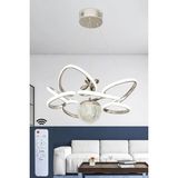 Avize Pazarı Modern 3 Renk Kumandalı Krom Büyük Boy Salon Avize Toplu LED Avize - Çok Renkli