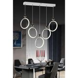 Avize Pazarı Modern Beşli Yuvarlak Üç Renkli Krom Yemek Odası LED Avize - Çok Renkli