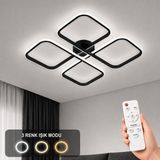 Avizego Nuvo LED Plafonyer Avize 3 Renk Kumandalı - Siyah