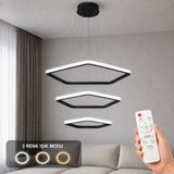 Avizego Titan 3'lü LED Sarkıt Avize 3 Renk Kumandalı - Siyah