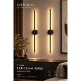 AVİZEM360 Modern Dekoratif Led Duvar Aplik 70 Cm Günışığı SİYAH 2 Adet ( PİLLİ )