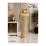 avizemeydanı Avize Meydanı Modern Rölyef Desenli Lüks Gold Metal Zemin Vazosu (72 cm)