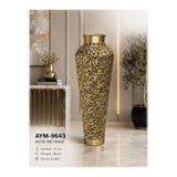avizemeydanı Avize Meydanı Yaprak Desenli Lüks Metal Zemin Vazo / Konsol Üstü Büyük Vazo (72 cm)
