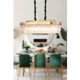 Avizemoda Desina 70X30'LUK Kristal Taşlı Lüks Yemek Masası Üstü Avize - (Eskitme Kaplama)