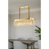 Avizemoda Desina 70x30'luk Kristal Taşlı Lüks Yemek Masası Üstü Avize - GOLD Kaplama - 6