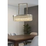 Avizemoda Desina 70x30'luk Kristal Taşlı Lüks Yemek Masası Üstü Avize - KROM Kaplama - 6