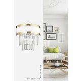 Avizemoda Dora Gold Şeritli Kristal Taşlı Lüks APLİK (Beyaz-Gold)