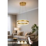 Avizemoda Estilo 40 cm Dimmer Kumandalı 3 Renk Ledli (Sarı-Beyaz-Gün Işığı) Modern Akrilik Avize - Sarı Yaldız - 1