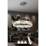 Avizemoda Estilo 60 cm Dimmer Kumandalı 3 Renk Ledli (Sarı-Beyaz-Gün Işığı) Modern Akrilik Avize - Gümüş - Gümüş Yaldız - 1