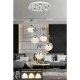 Avizemoda Forde 5'li Power Ledli Kumandalı Modern Lüks Sarkıt Avize, 3 Renk: Sarı-beyaz-gün Işığı - Krom